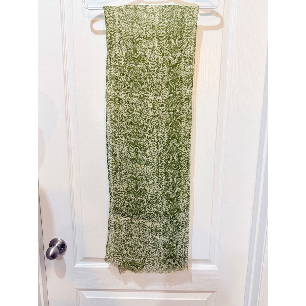 Lindsay Phillips Green Snakeskin Print Scarf Metallic Rayon Blend Wrap One Size